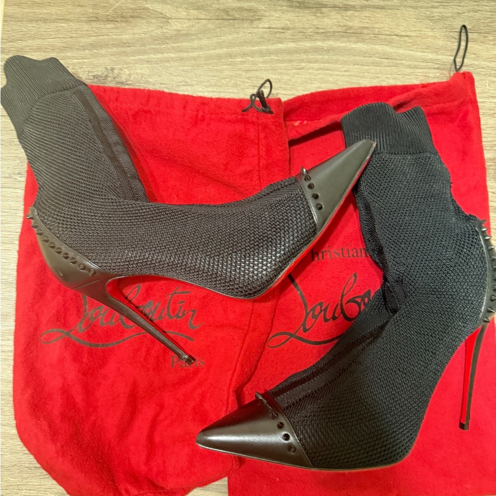 Authentic Christian Louboutin Spiked Ankle Sock Boot 40